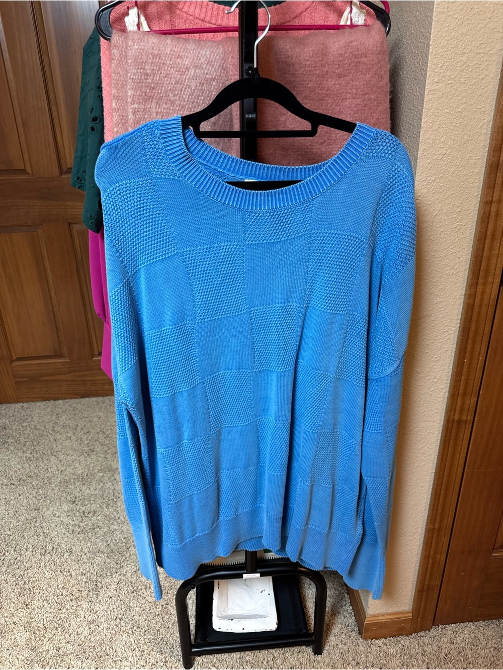 Vineyard Vines Light Blue Checker Knit Crew Sweater